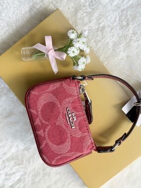 NWT Coach Mini Nolita Bag Charm In Signature Denim Silver/True
Red CDB23